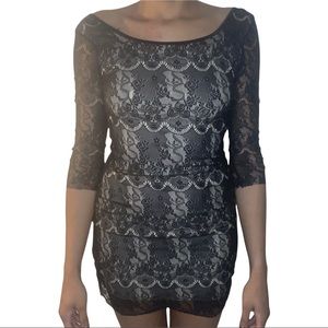 Black lace dress with slit under Size Medium